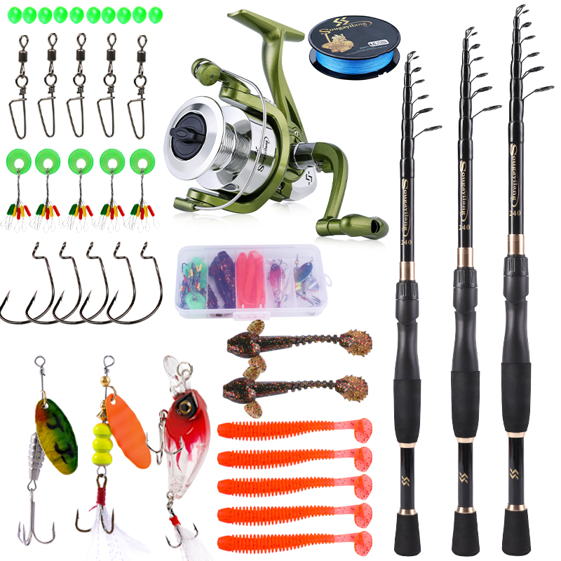 Fishing Rod Combo - Sougayilang Telescopic Fishing Combo 1.8-2.4m Carbon